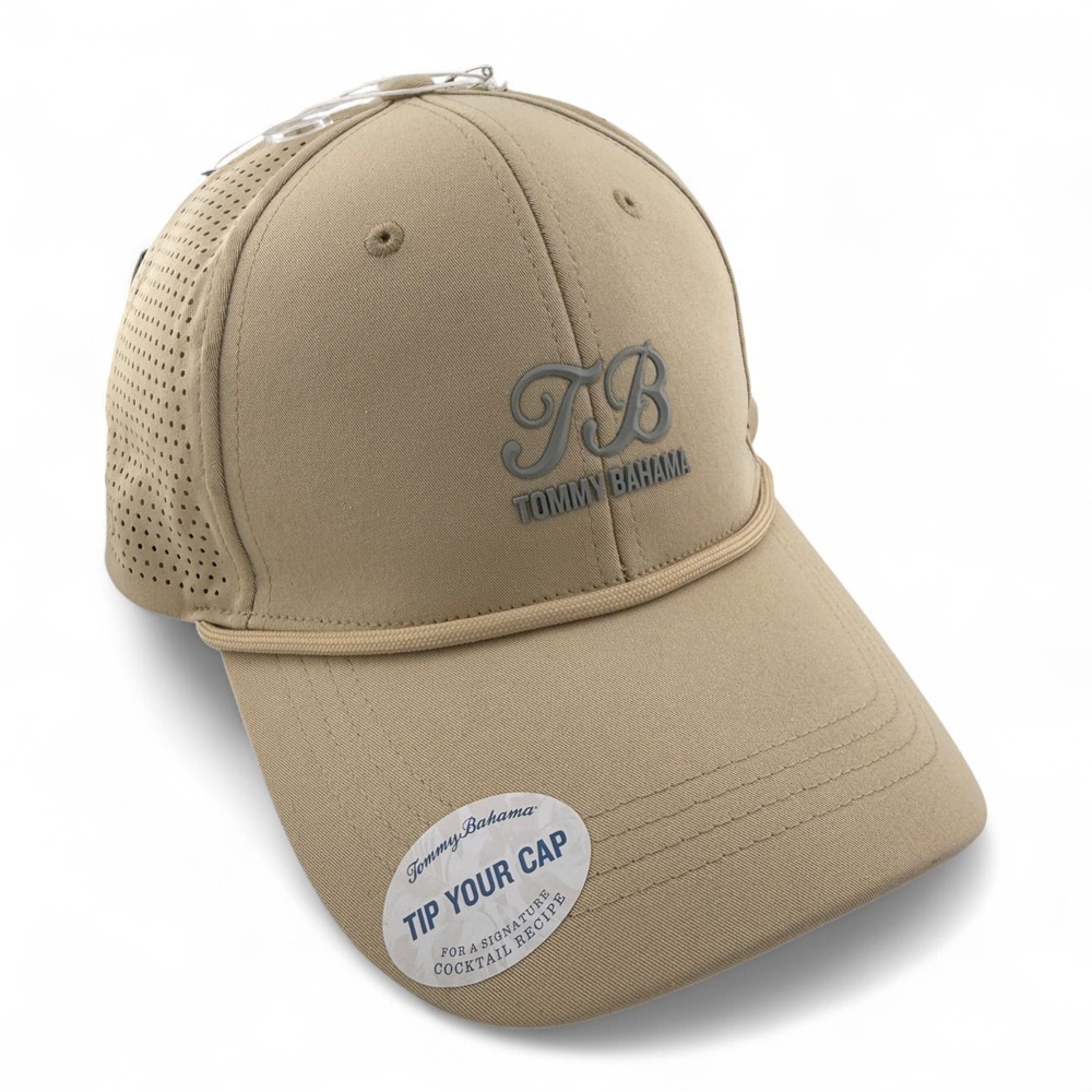 Tommy Bahama TB Logo Rope Tan/Khaki Sport Mesh Back Adjustable Hat Cap
